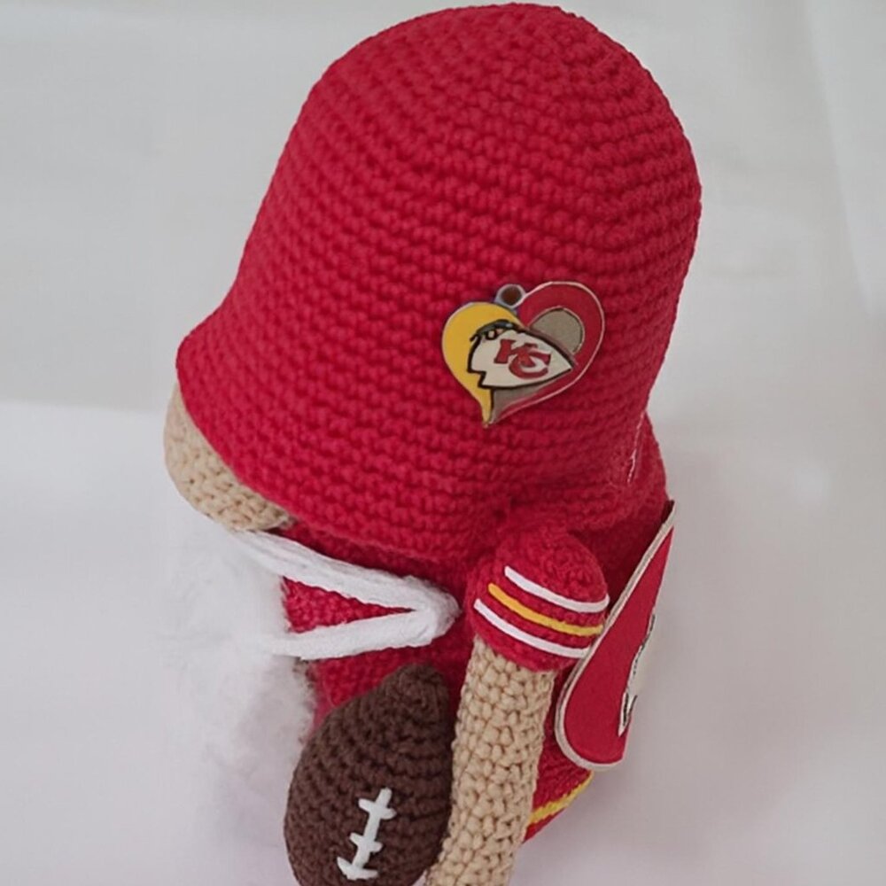Hand-Crocheted Kansas City Chiefs Gnome – 6" x 4.25-Awesome Gift for KC Fan